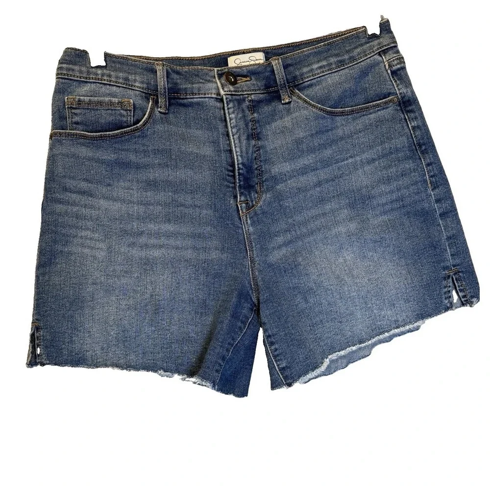 Jessica Simpson Denim Cut Off Shorts Size 6 Frayed Hem Side Slits High Wasted